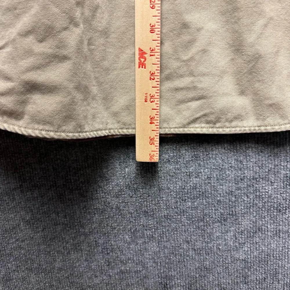 LL Bean Mens XL Tall Khaki Canvas Flannel Lined Shirt Jacket Plaid Heavy Cotton